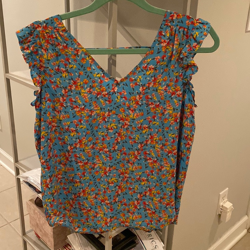LOFT flutter floral blouse